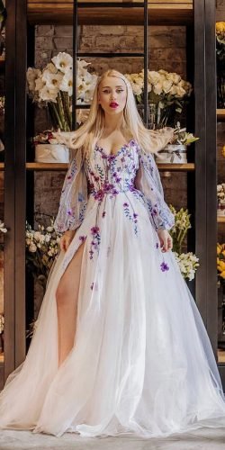 purple dress with white flowers